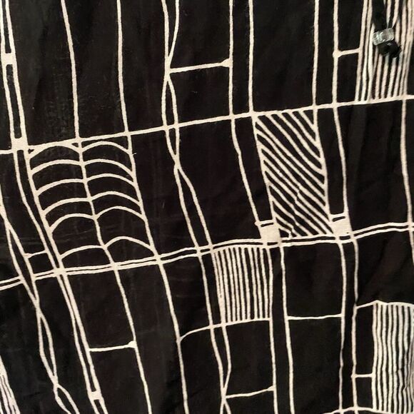 Ulla Popken 16/18 Geometric Print Black Popover Tunic Top Long Sleeve Artsy - Picture 3 of 8